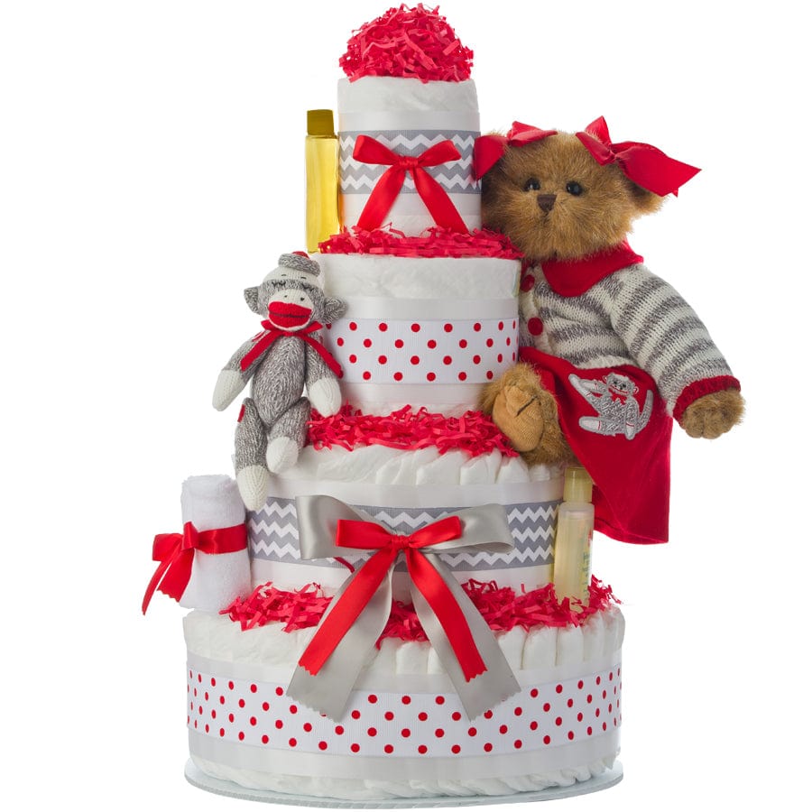 Lil&#39; Baby Cakes Cindy Socks Holiday 4 Tier Diaper Cake