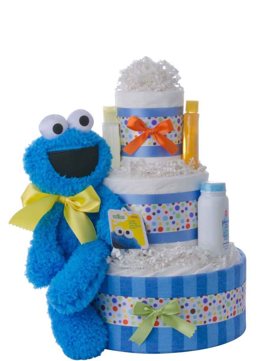 Lil&#39; Baby Cakes Cookie Monster Neutral Diaper Cake