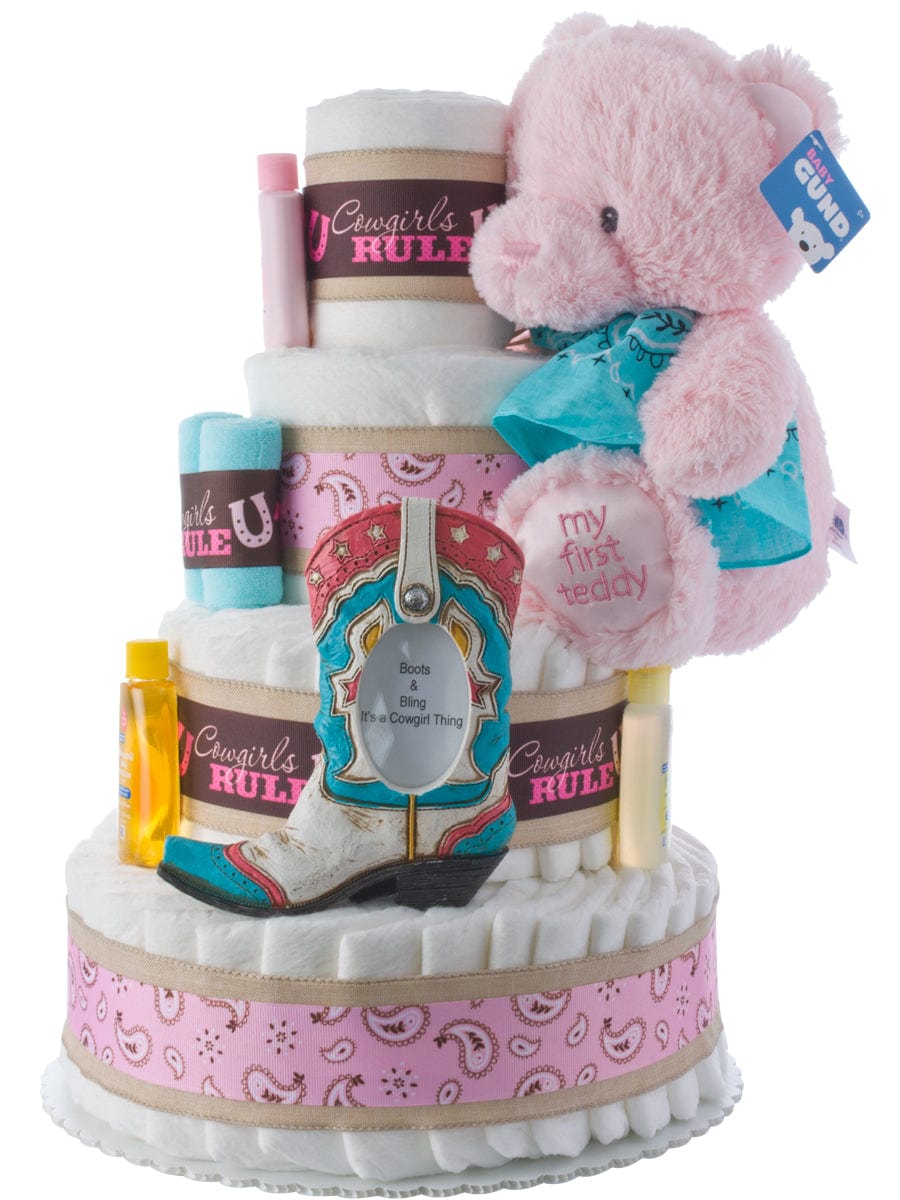 Lil' Baby Cakes Cowgirls Rule Baby Shower Diaper Cake