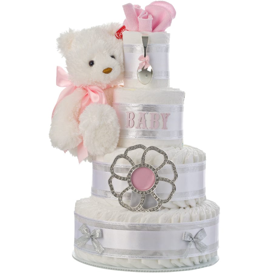 Lil' Baby Cakes Elegant Girl 4 Tier Diaper Cake