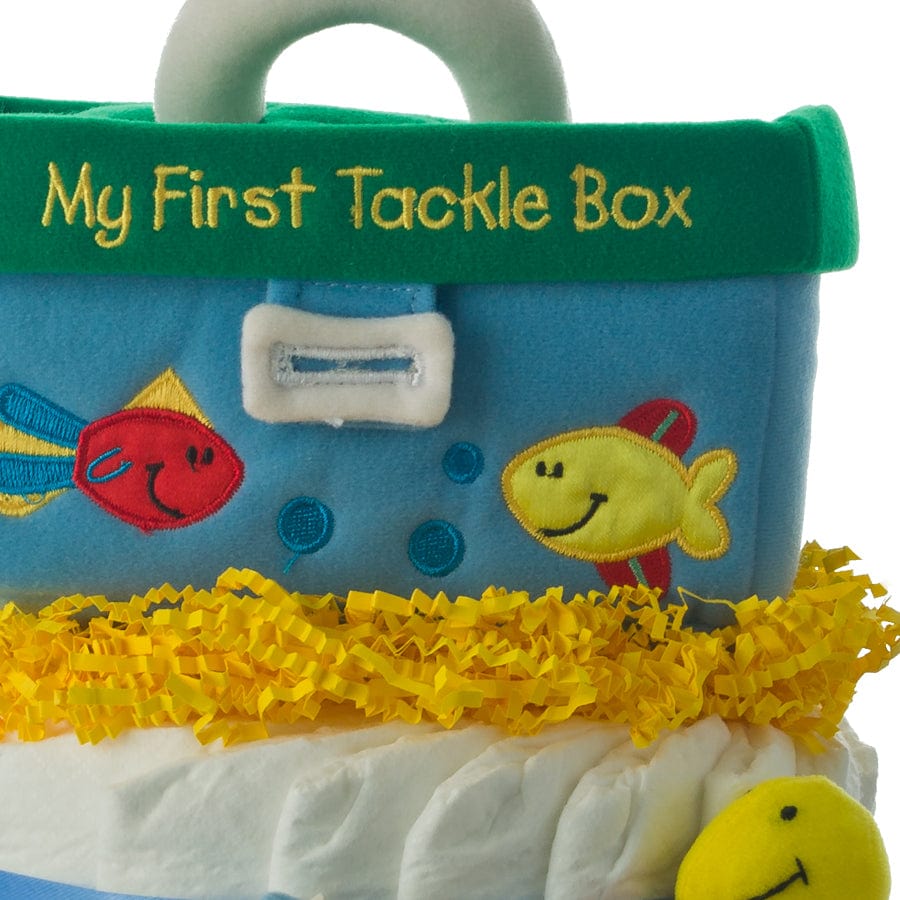 First Tackle Box 2 Tier Diaper Cake exclusive at Lil' Baby Cakes