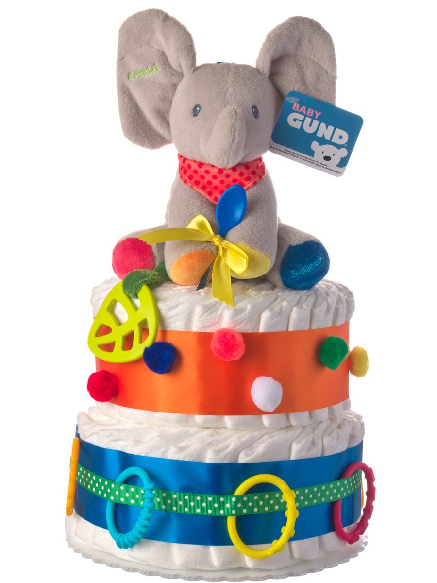 Lil' Baby Cakes Flappy the Elephant Circus Neutral Diaper Cake