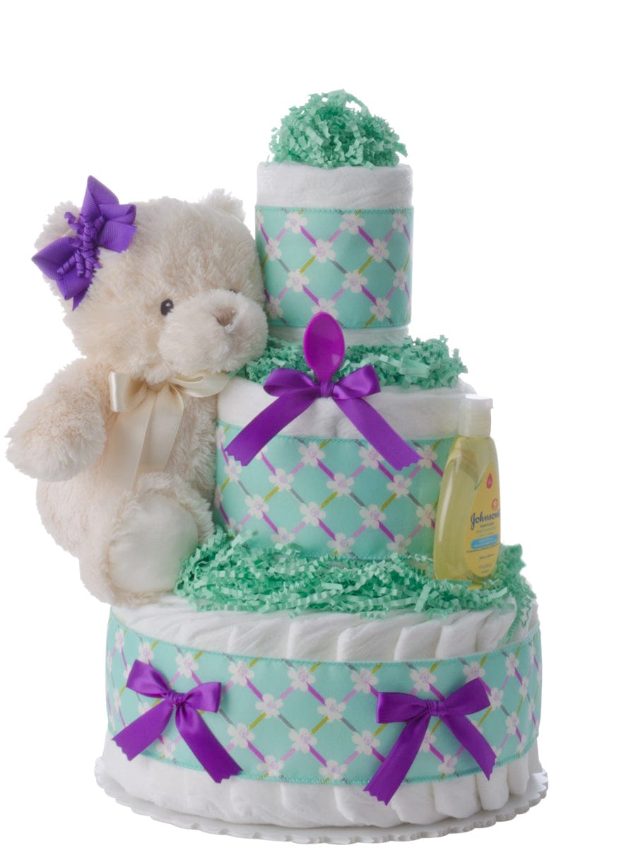 Lil&#39; Baby Cakes Flower Trellis 3 Tier Baby Diaper Cake for Girls