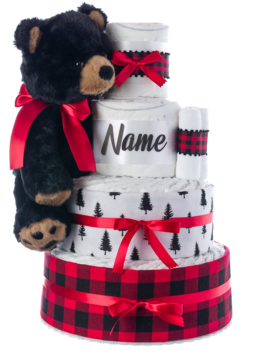 Lil&#39; Baby Cakes Forest Bear Personalized Diaper Cake