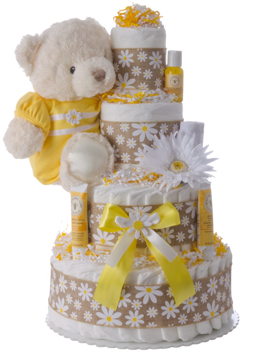 Lil&#39; Baby Cakes Fresh As A Daisy 4 Tier Diaper Cake
