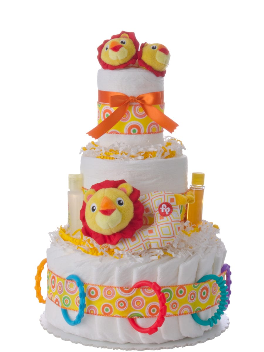 Lil&#39; Baby Cakes Fun Time Lion Baby Diaper Cake