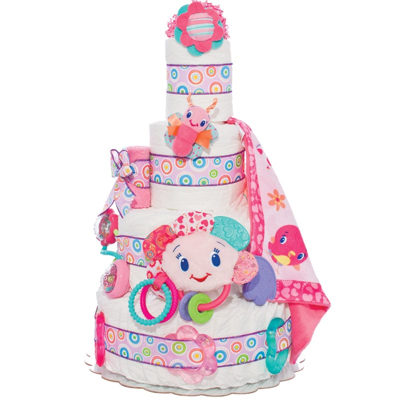 Lil' Baby Cakes Fun Toys Pink 4 Tier Diaper Cake