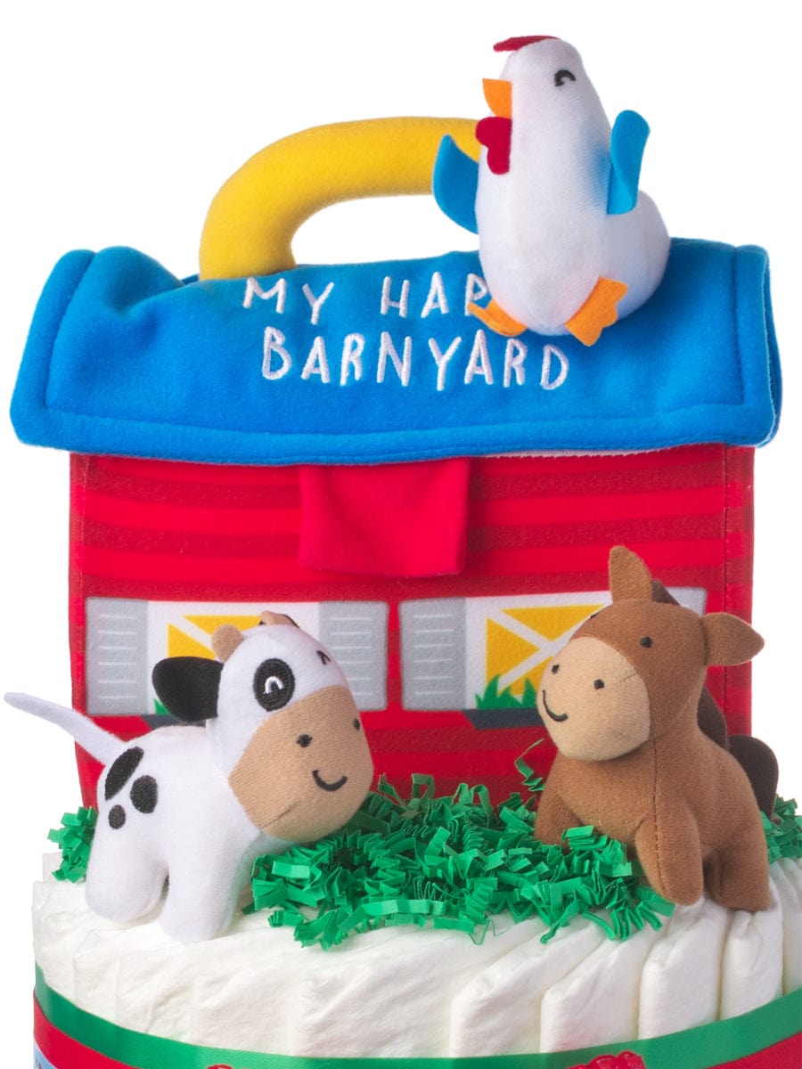 Lil&#39; Baby Cakes Happy Barnyard Neutral Diaper Cake