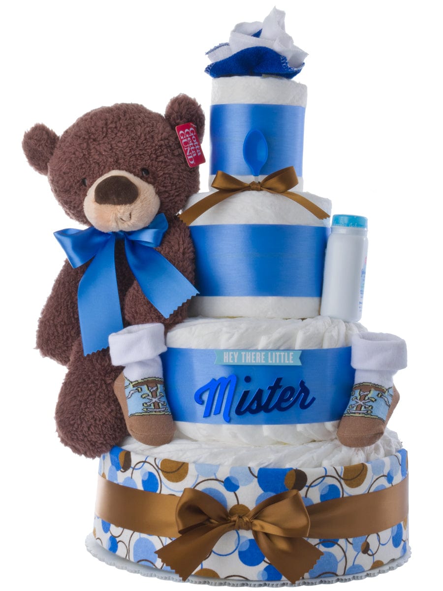 Lil&#39; Baby Cakes Check this Box for Boy-Girl Combo Hey There Lil Mister Diaper Cake for Boys