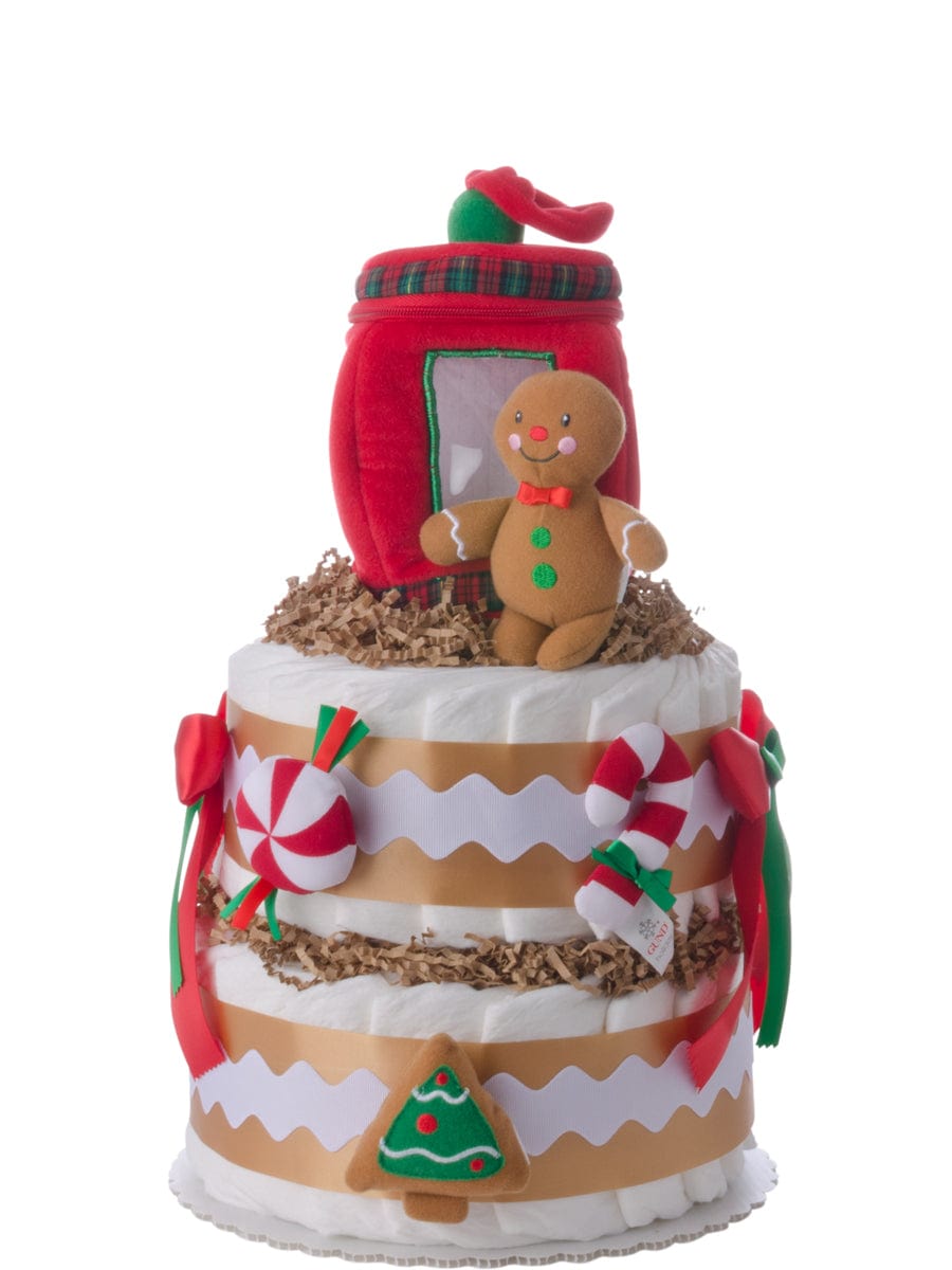 Lil&#39; Baby Cakes Holiday Gingerbread 2 Tier Diaper Cake