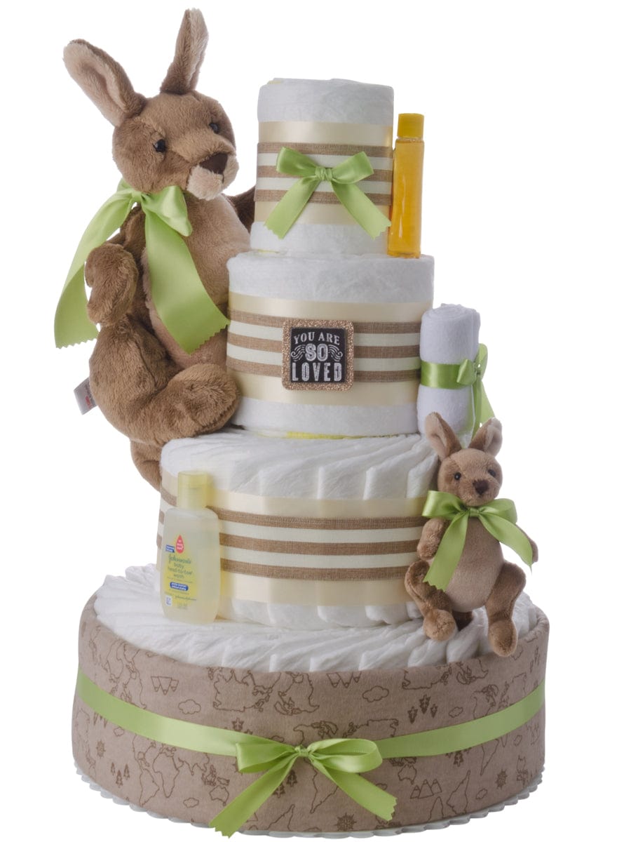 Lil&#39; Baby Cakes Kangaroo Love 4 Tier Baby Diaper Cake