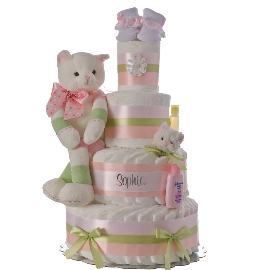 Lil&#39; Baby Cakes Kitty Cat Personalized Diaper Cake