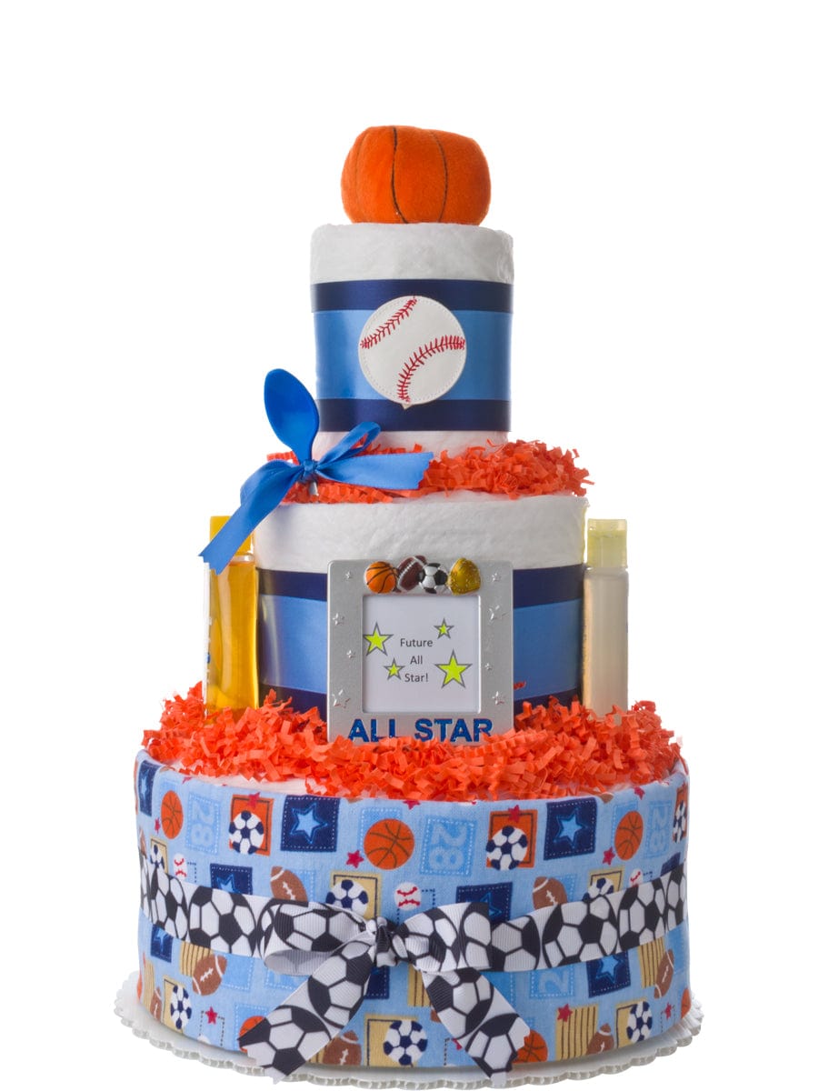 Lil&#39; Baby Cakes Lil&#39; All Star Boys Baby Diaper Cake