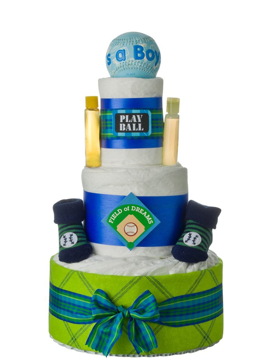 Lil&#39; Baby Cakes Lil&#39; Baby Cakes Baseball 3 tier Diaper Cake