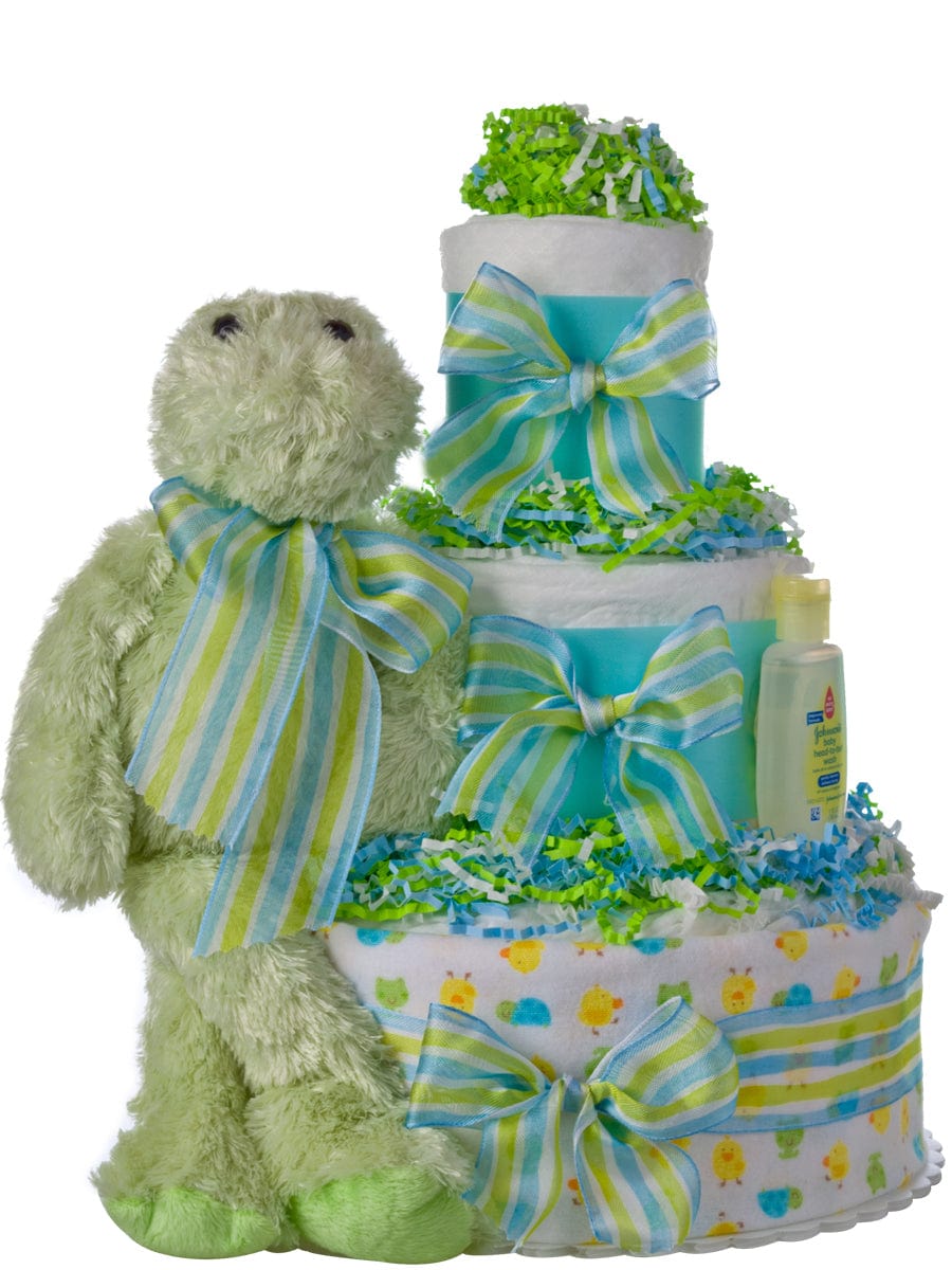 Lil' Baby Cakes Lil Baby Cakes Green Frog 3 Tier Diaper Cake