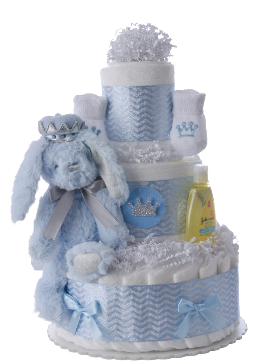 Lil' Baby Cakes Lil' Blue Bunny Prince Diaper Cake for Boys