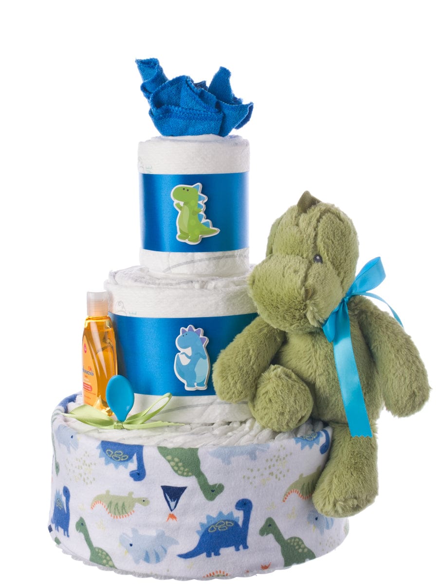 Lil&#39; Baby Cakes Lil&#39; Dino 3 Tier Dinosaur Diaper Cake for Boys