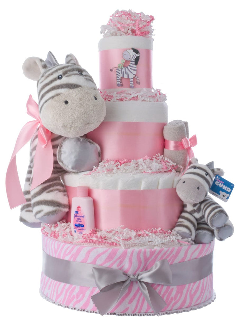 Lil' Miss Zebra Diaper Cake for Girls exclusive at Lil' Baby Cakes
