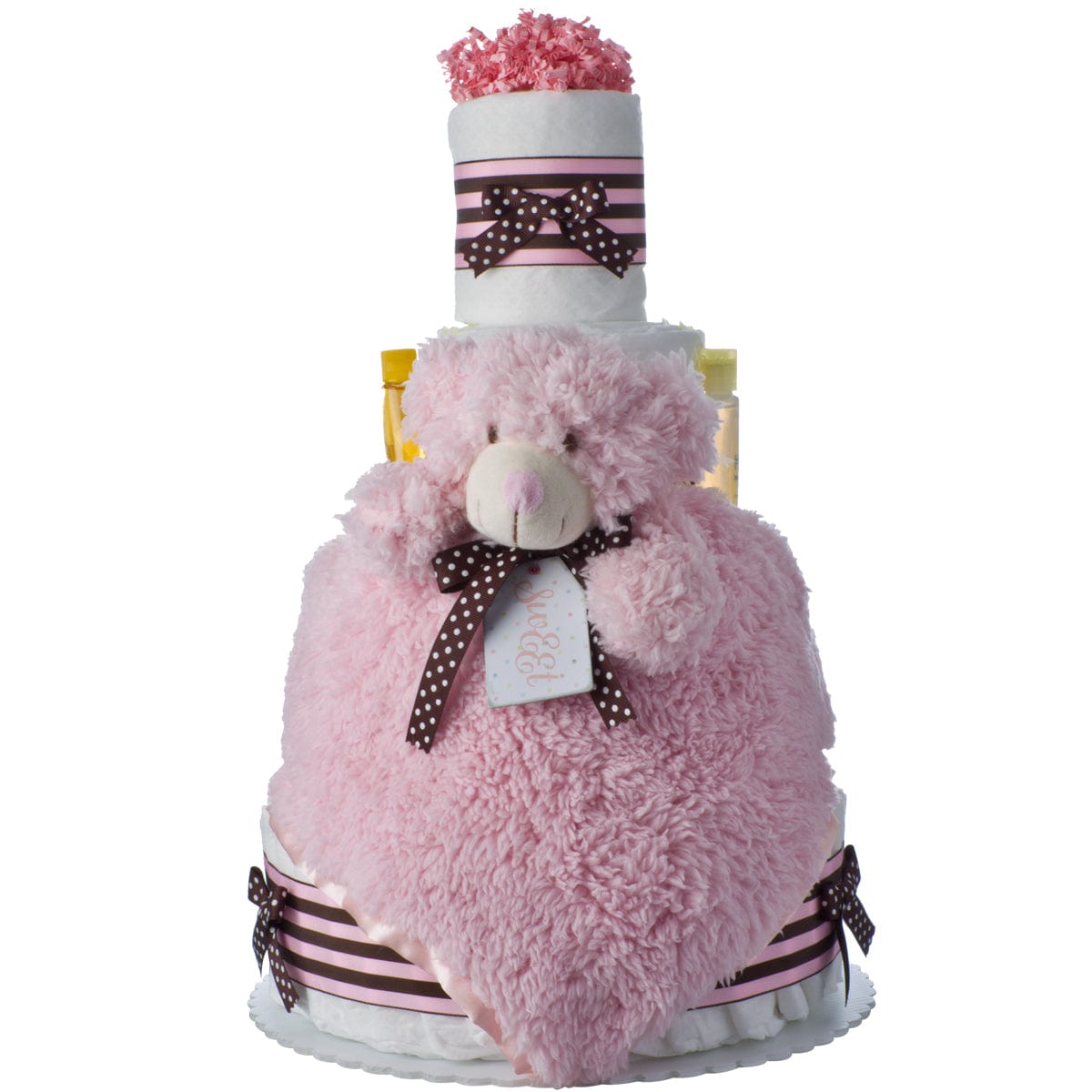 Lil' Baby Cakes Lil' Pink Bear 4 Tier Baby Diaper Cake