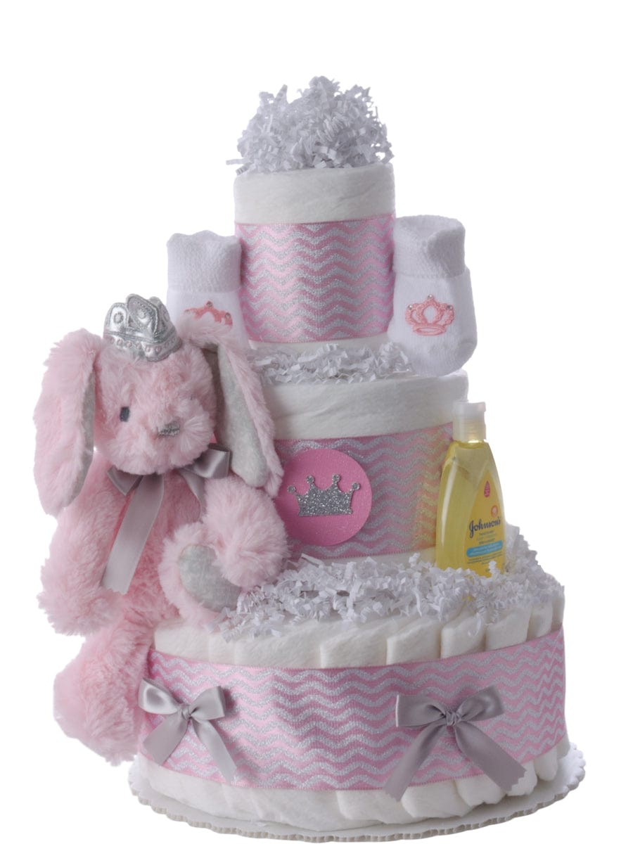 Lil' Baby Cakes Lil' Pink Bunny Princess Diaper Cake for Girls