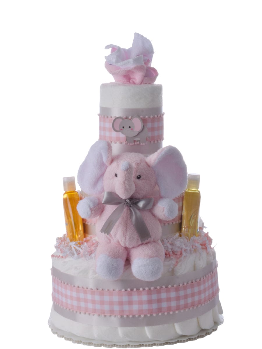 Lil' Baby Cakes Lil' Pink Elephant 3 Tier Diaper Cake