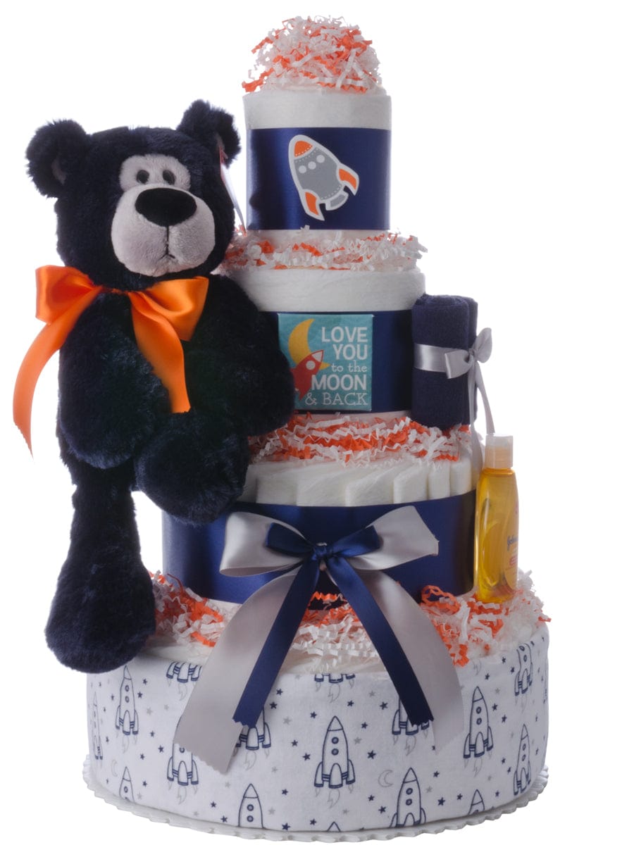 Lil&#39; Baby Cakes Love You to the Moon Diaper Cake for Boys