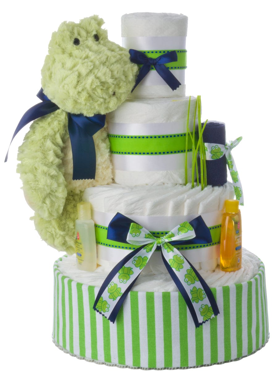 Lil&#39; Baby Cakes Mellow Yellow Frog Neutral Diaper Cake