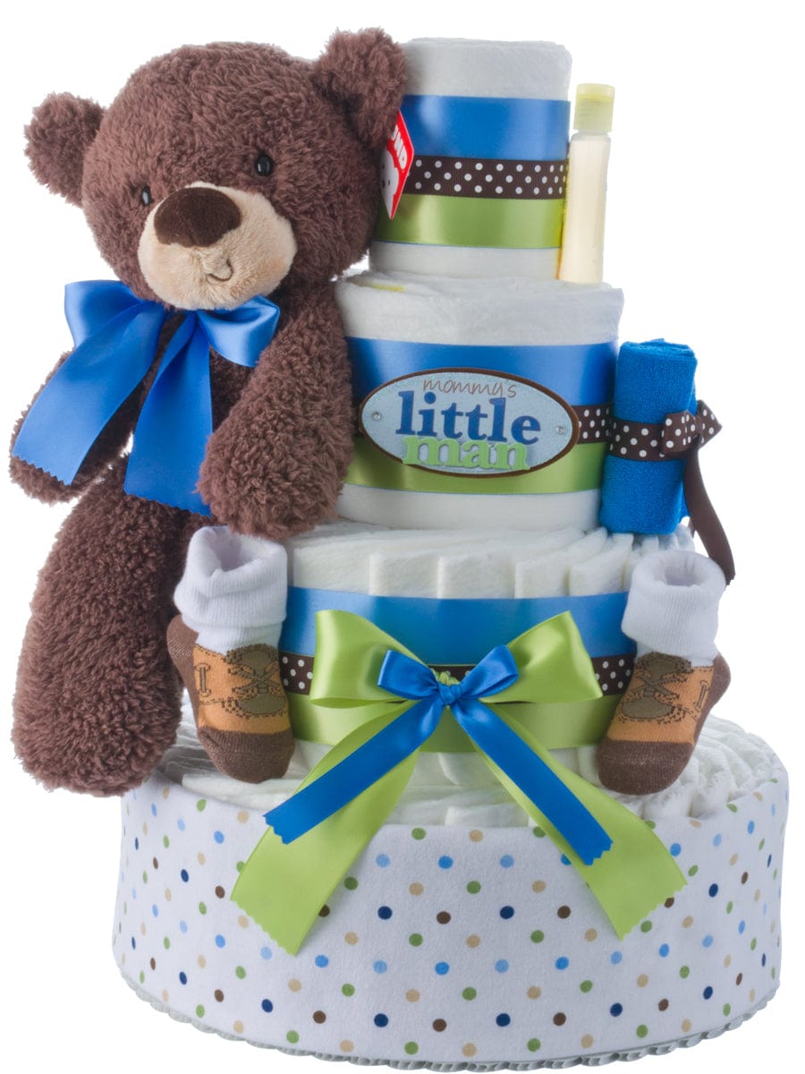Lil&#39; Baby Cakes Mommy&#39;s Little Man 4 Tier Diaper Cake