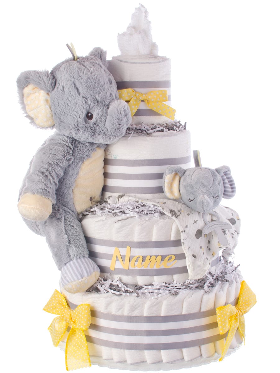 My Elephant Friends Personalized Diaper Cake exclusively at Lil ...