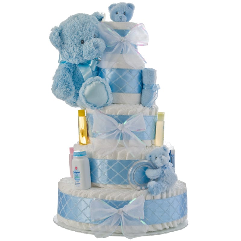 Lil&#39; Baby Cakes My First Teddy Bear Blue Diaper Cake