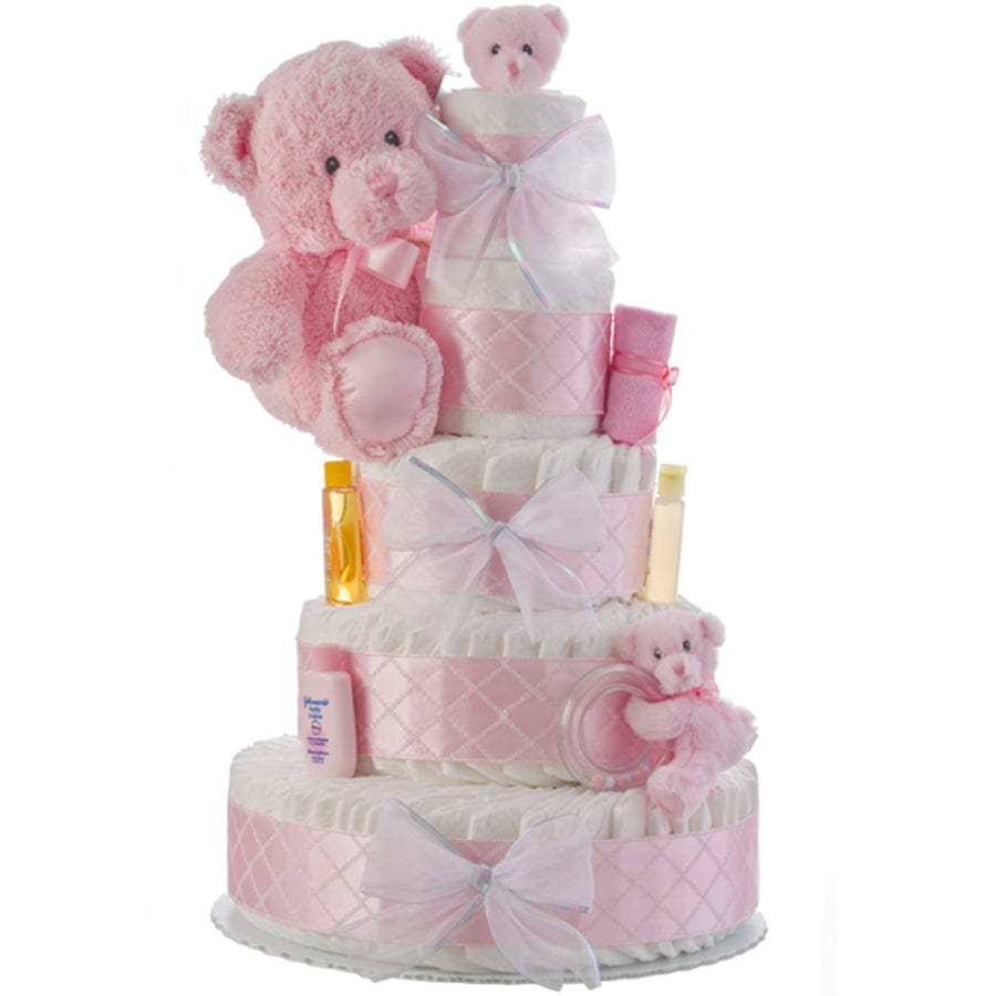 Lil' Baby Cakes My First Teddy Bear Pink Diaper Cake