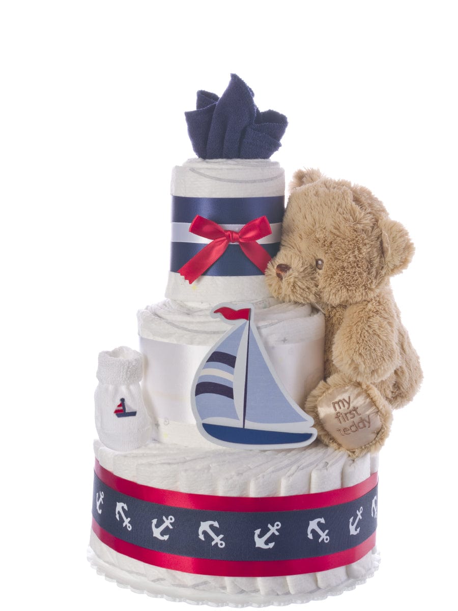 Lil&#39; Baby Cakes Nautical Baby 3 Tier Diaper Cake
