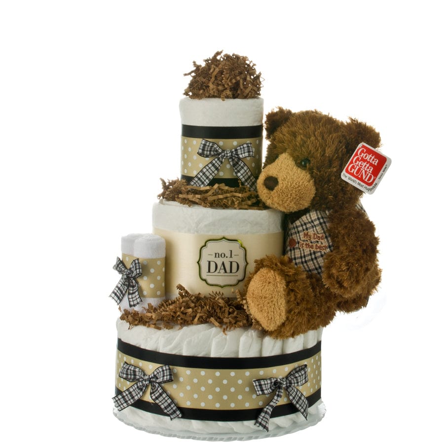 Lil&#39; Baby Cakes Number 1 Dad 3 Tier Diaper Cake