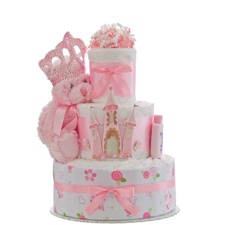 Lil&#39; Baby Cakes Our Lil&#39; Princess Castle 3 Tier Diaper Cake