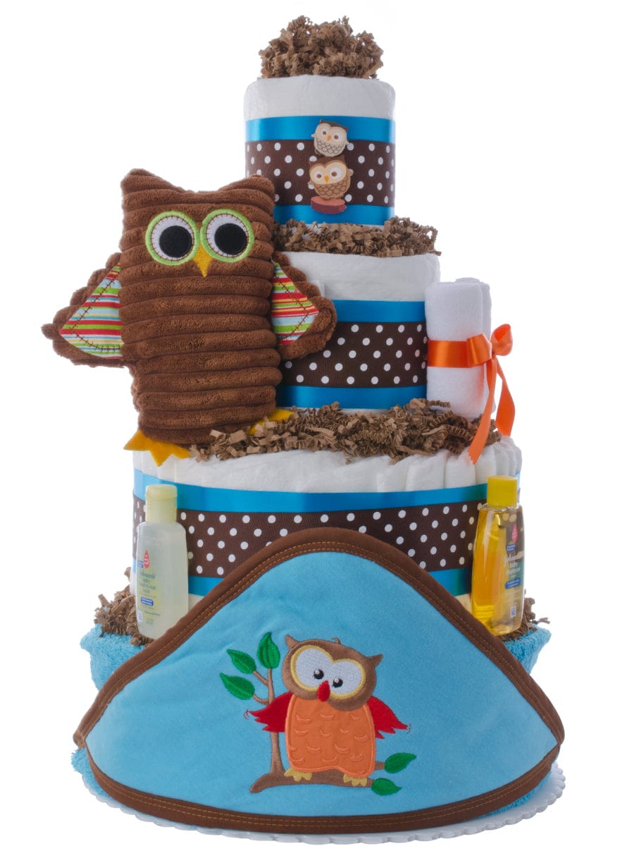 Lil&#39; Baby Cakes Owl Towel Baby Diaper Cake