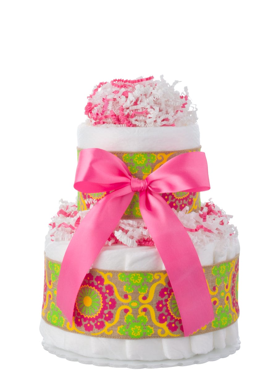 Lil&#39; Baby Cakes Paisley Two Tier Mini Diaper Cake