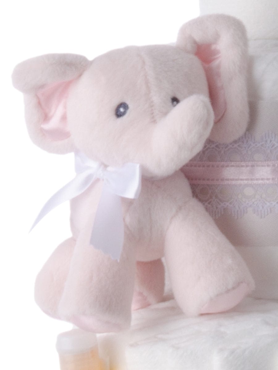 Lil' Baby Cakes Pink Baby Elephant Twins Diaper Cake for Girls