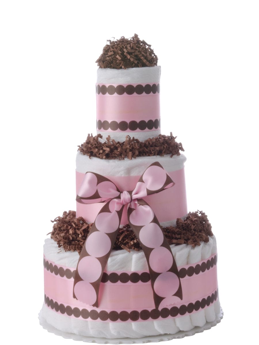 Lil&#39; Baby Cakes Pink Dots Baby Girl Diaper Cake