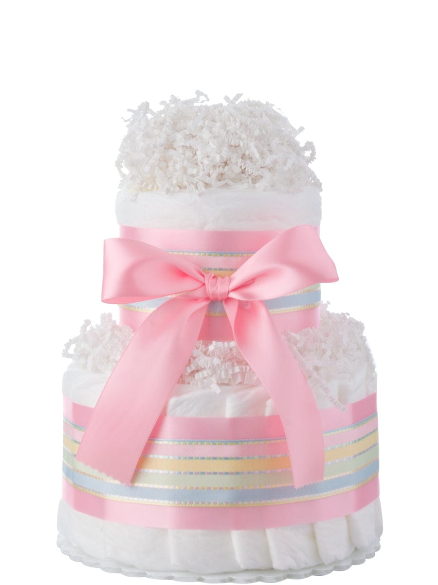 Lil&#39; Baby Cakes Pink Two Tier Mini Diaper Cake