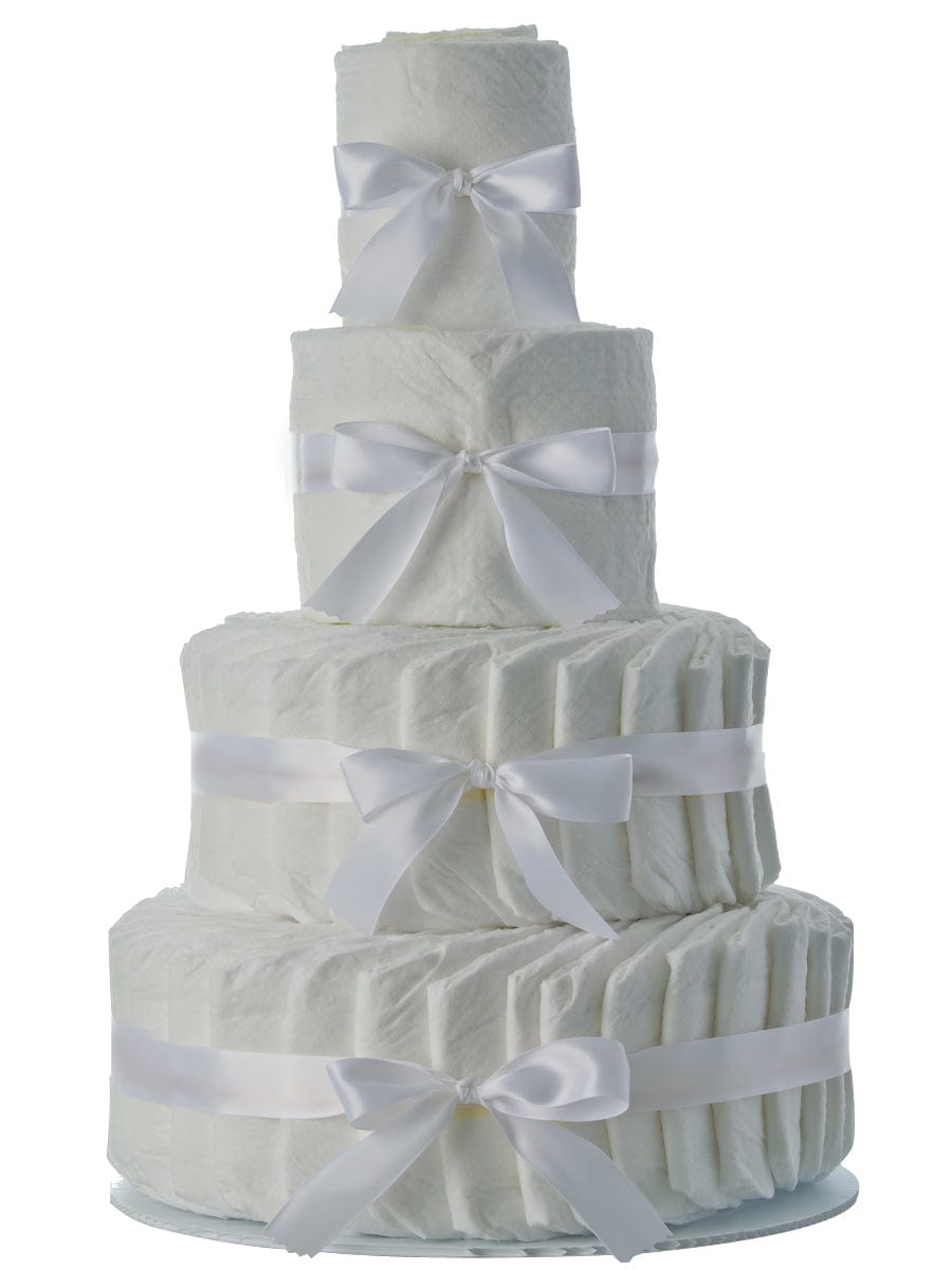Lil' Baby Cakes Plain White 4 Tier Diaper Cake