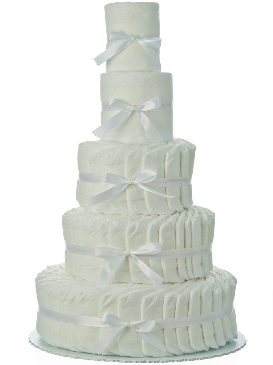 Lil' Baby Cakes Plain White 5 Tier Diaper Cake