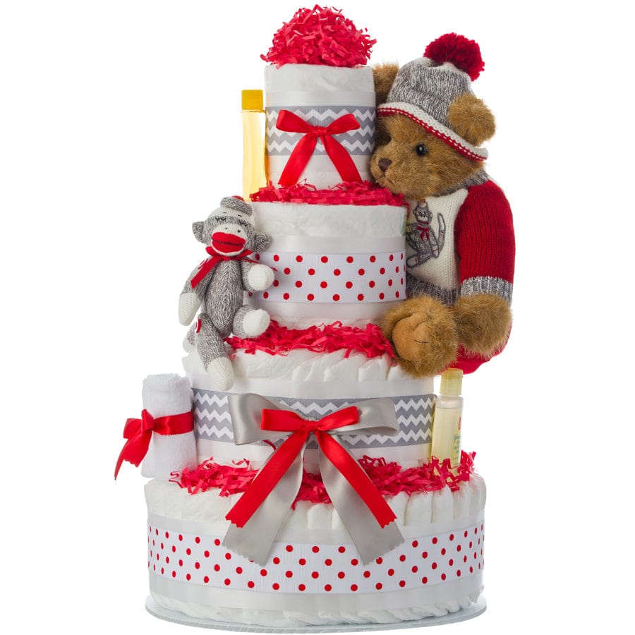 Lil' Baby Cakes Sammy Socks Holiday 4 Tier Diaper Cake