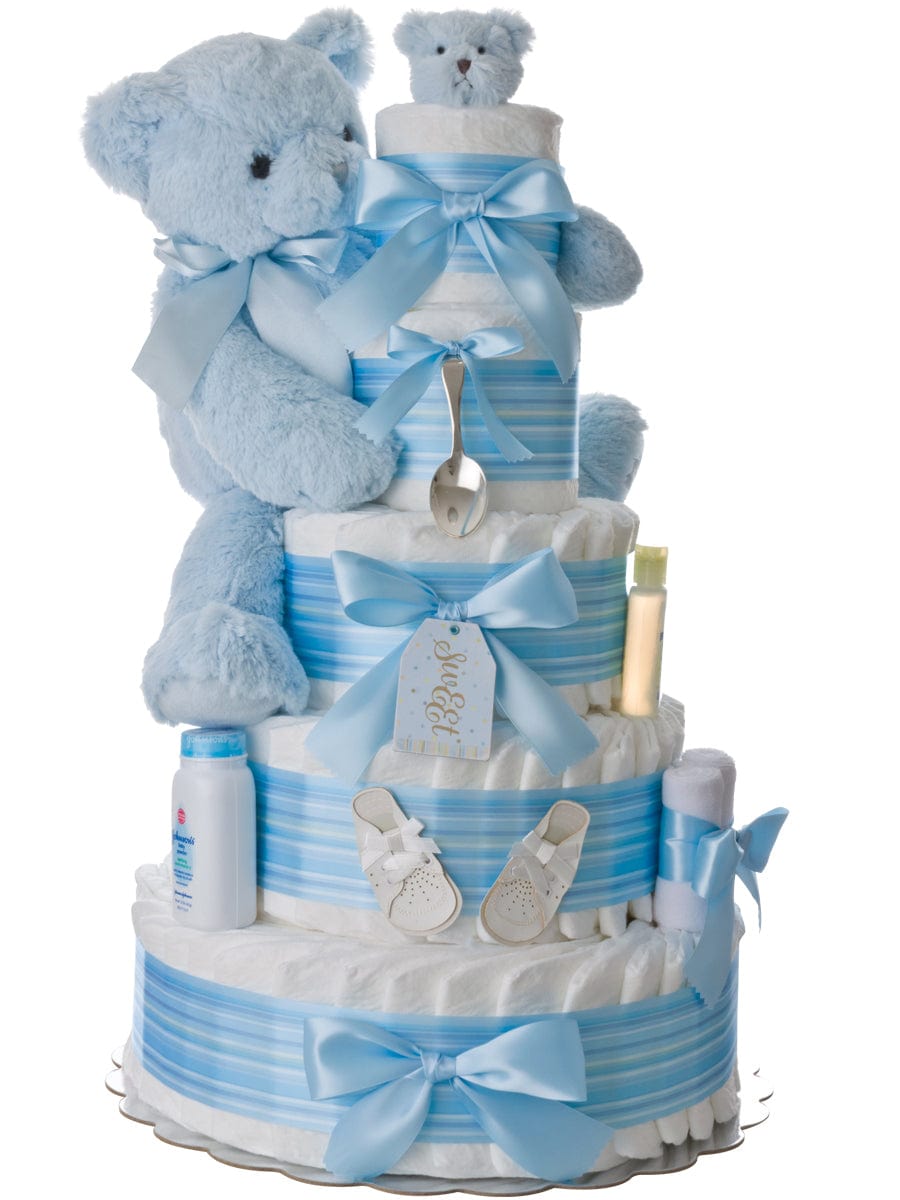 Lil&#39; Baby Cakes Silver Spoon 5 Tier Diaper Cake for Boys