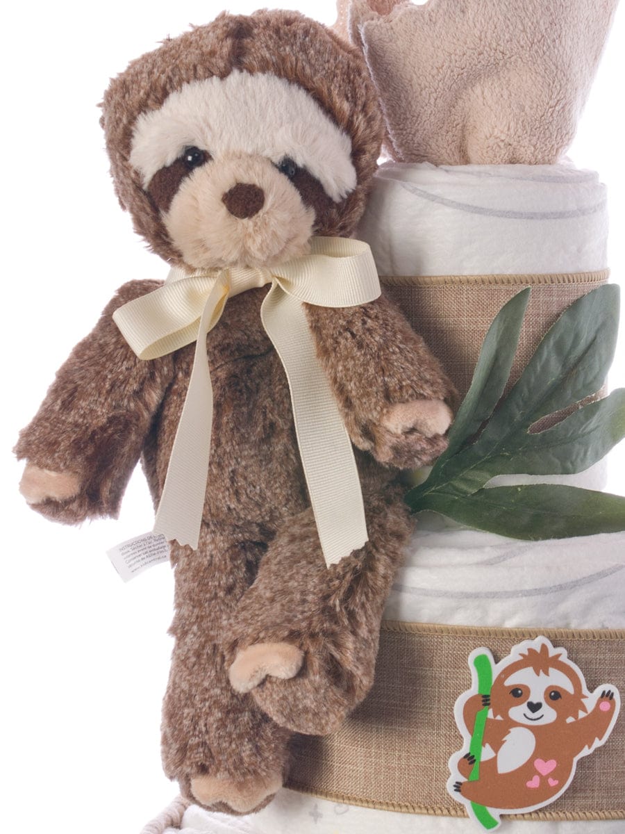 Lil&#39; Baby Cakes Sloth Three Tier Neutral Diaper Cake