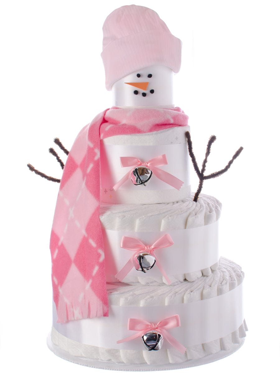 Lil' Baby Cakes Snow Girl Themed 4 Tier Diaper Cake