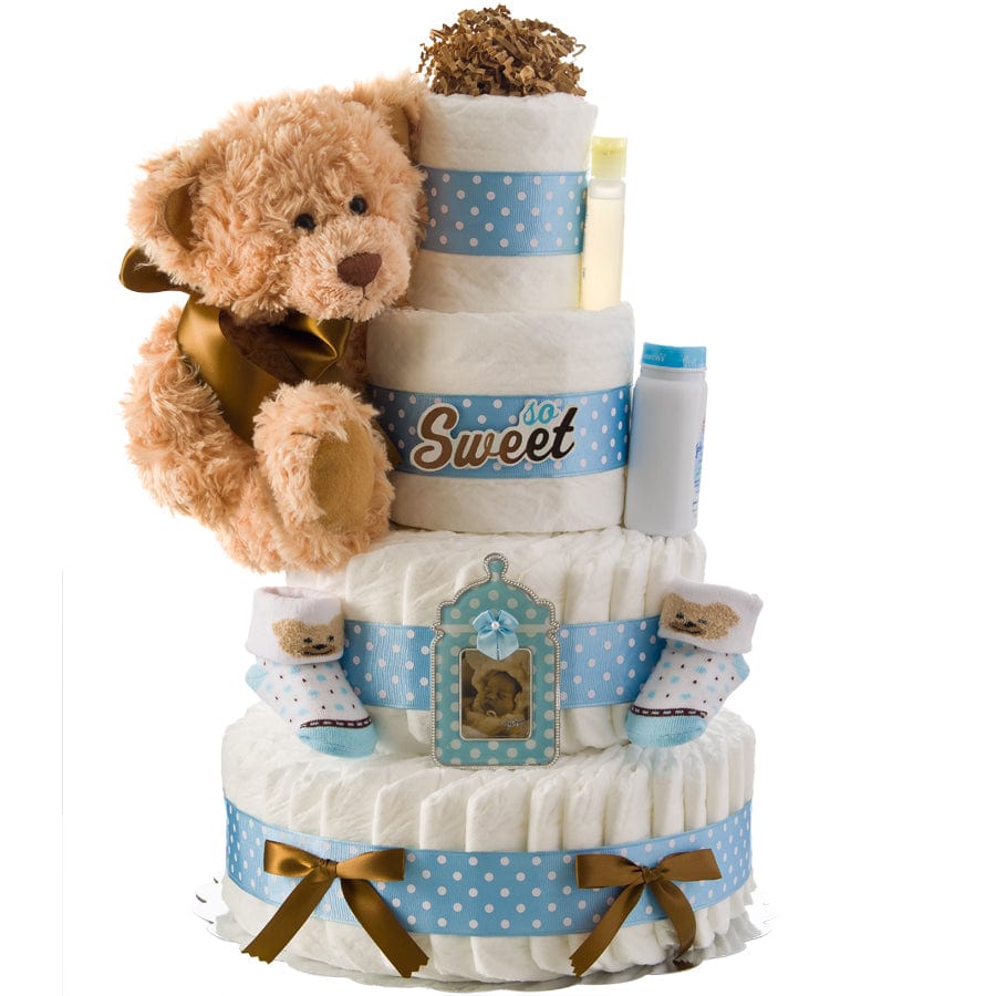 Lil&#39; Baby Cakes So Sweet Boy 4 Tier Diaper Cake
