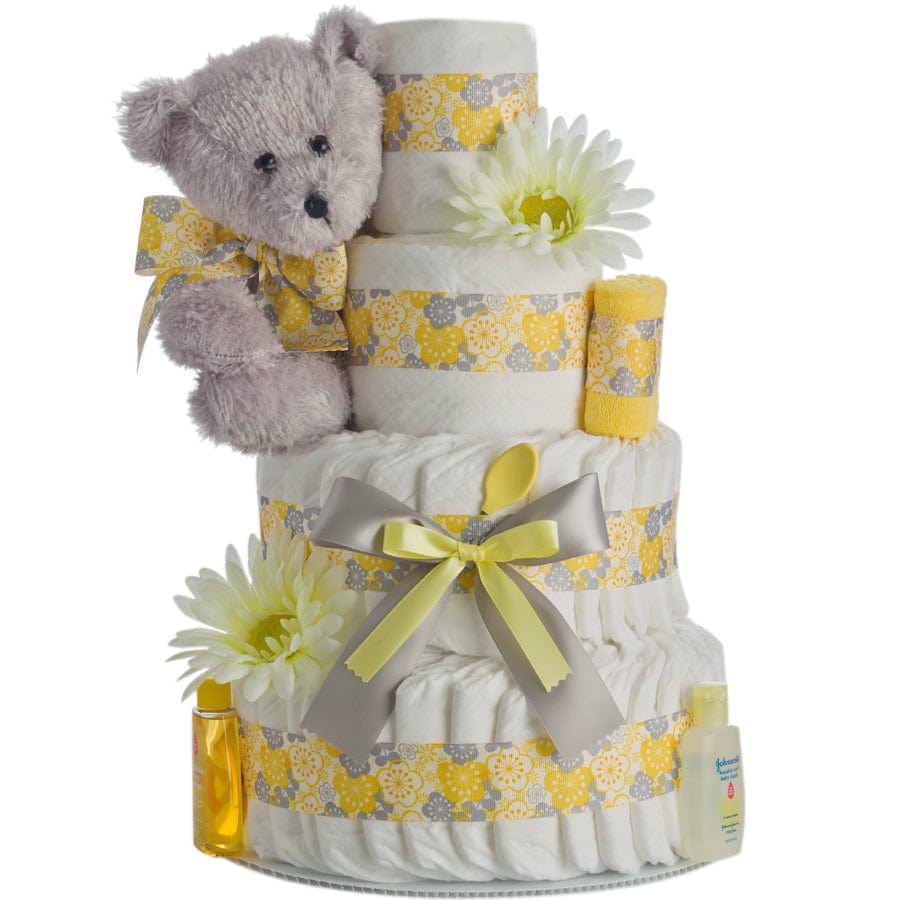 Lil&#39; Baby Cakes Springtime Bear 4 Tier Diaper Cake