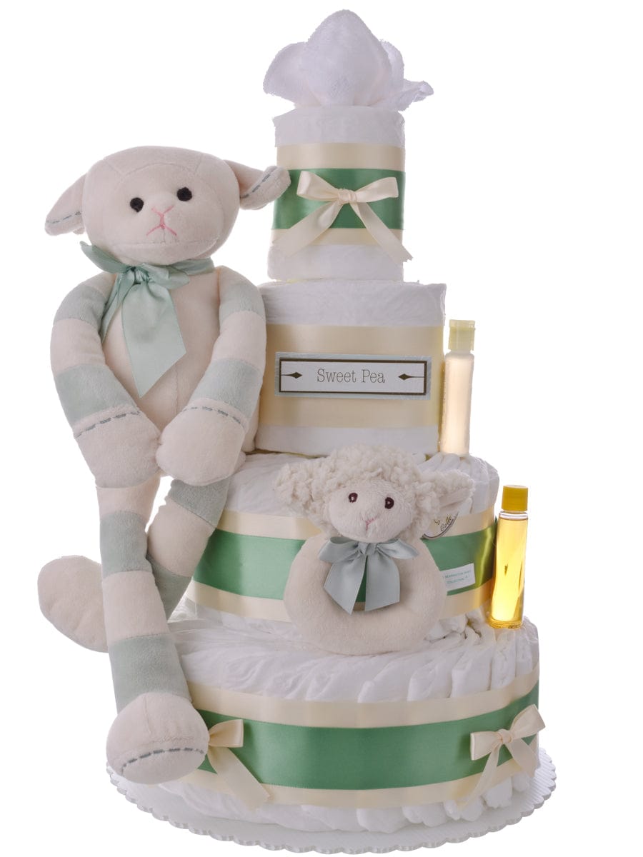 Lil' Baby Cakes Sweet Pea Newborn Gender Neutral Lamb Diaper Cake