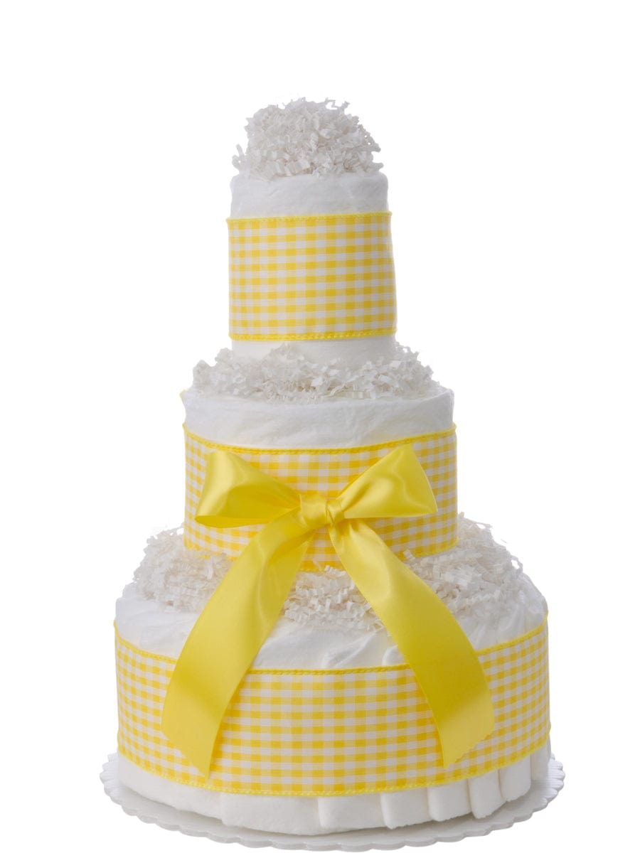 Lil' Baby Cakes Sweet Yellow Gingham 3 Tier Diaper Cake