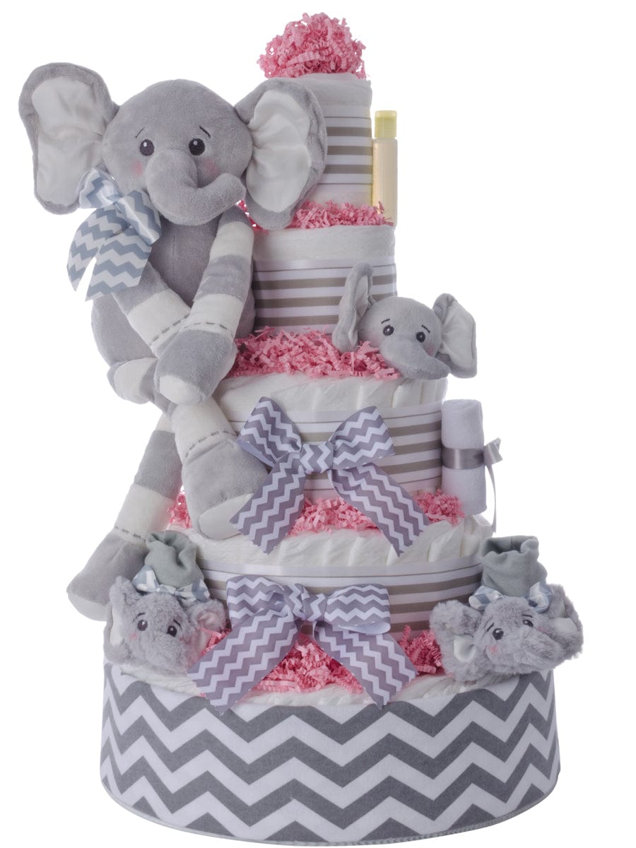 Lil' Baby Cakes Ultimate Elephant Pampers 5 Tier Cake Pink